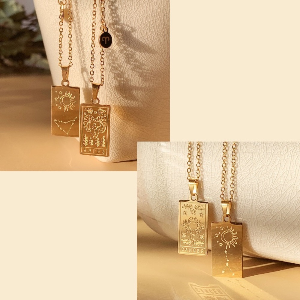 Zodiac Tarot Card Necklace Aries, Taurus, Gemini, Cancer, Leo, Virgo, Libra, - Picture 2 of 10